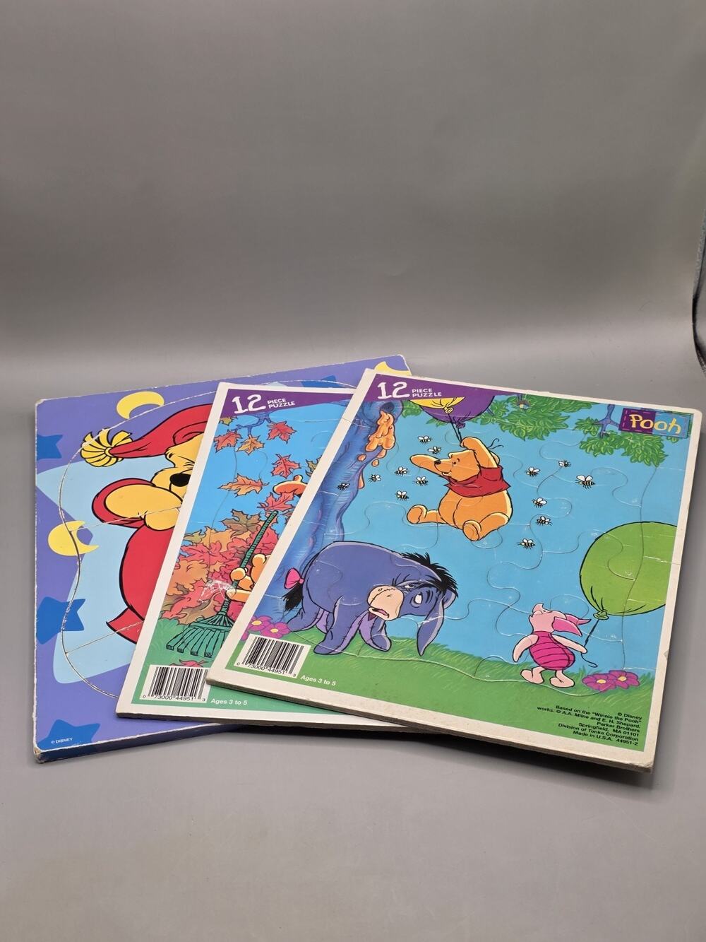 Vintage Disney Winnie the Pooh Frame Tray Puzzles Lot of 3 Parker Brothers 12pc